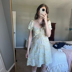 H&M Mini Floral Dress with Puff Sleeves
